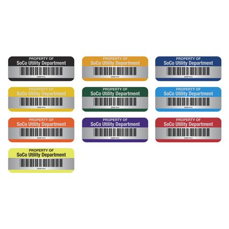 Custom Barcoded Anodized Aluminum Nameplates - 3/4 x 2